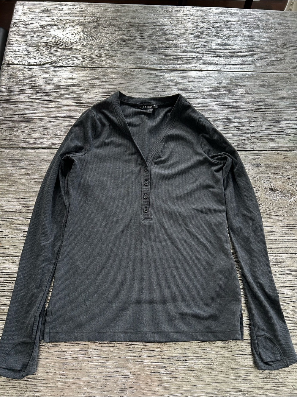 Athleta charcoal grey  Long-Sleeve Henley Pullover
